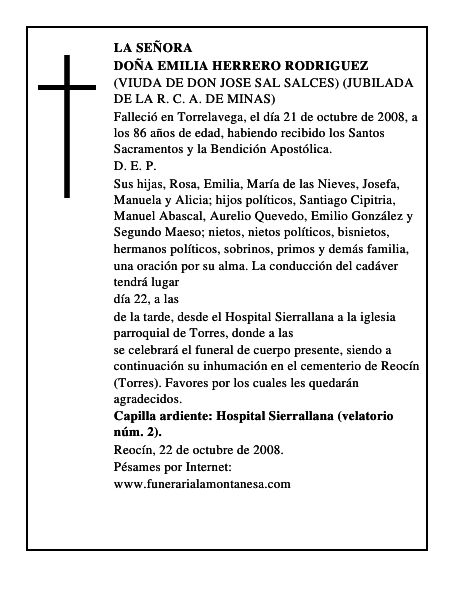 DOÑA EMILIA HERRERO RODRIGUEZ