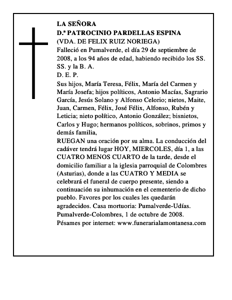 D.ª PATROCINIO PARDELLAS ESPINA