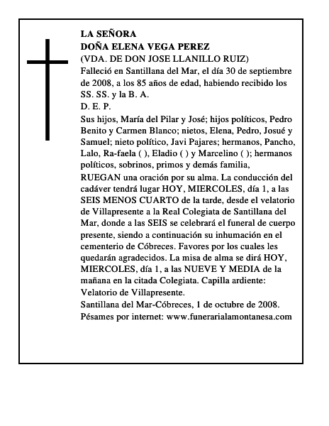 DOÑA ELENA VEGA PEREZ