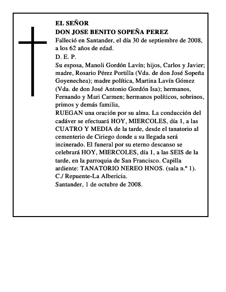 DON JOSE BENITO SOPEÑA PEREZ