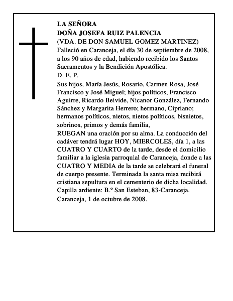 DOÑA JOSEFA RUIZ PALENCIA