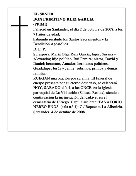 DON PRIMITIVO RUIZ GARCIA
