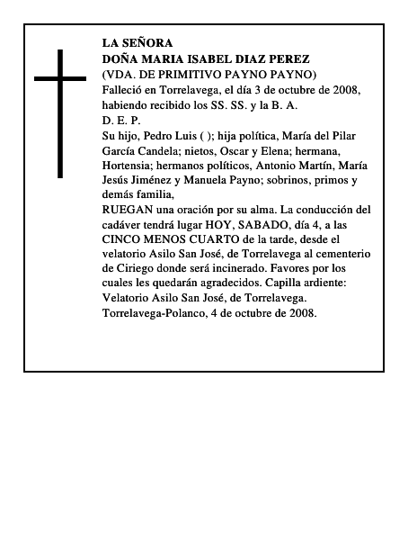 DOÑA MARIA ISABEL DIAZ PEREZ