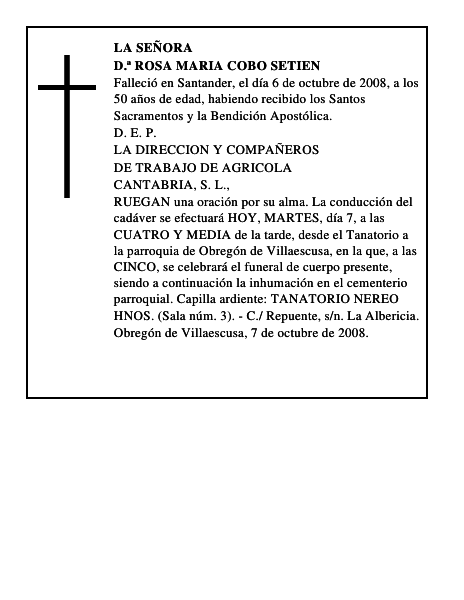 D.ª ROSA MARIA COBO SETIEN