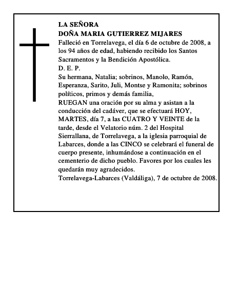 DOÑA MARIA GUTIERREZ MIJARES