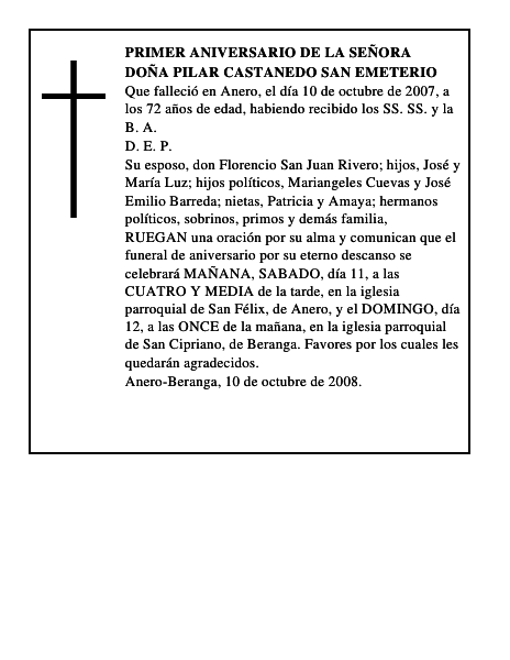 DOÑA PILAR CASTANEDO SAN EMETERIO