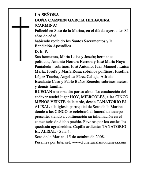 DOÑA CARMEN GARCIA HELGUERA