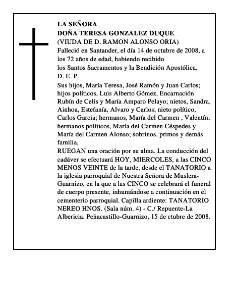 DOÑA TERESA GONZALEZ DUQUE