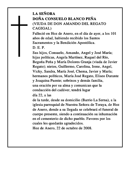 DOÑA CONSUELO BLANCO PEÑA