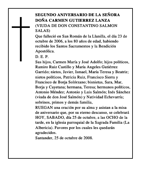 DOÑA CARMEN GUTIERREZ LANZA