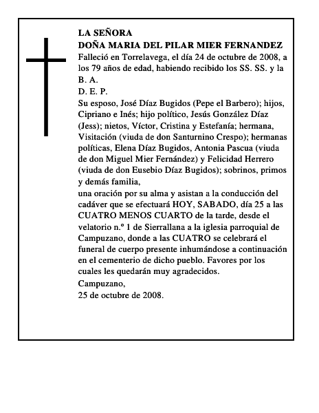 DOÑA MARIA DEL PILAR MIER FERNANDEZ
