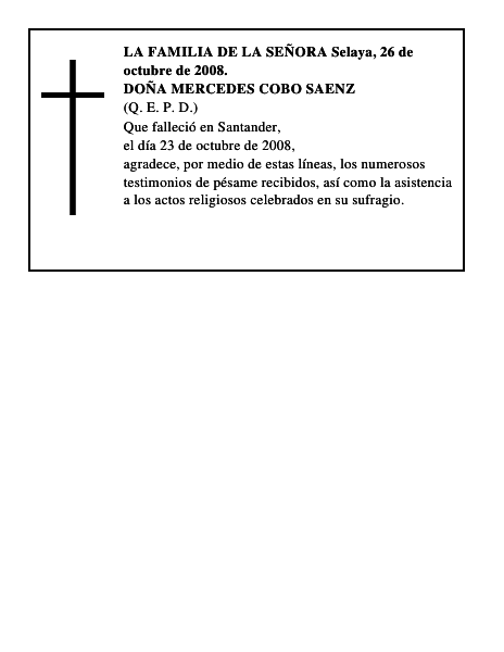 DOÑA MERCEDES COBO SAENZ