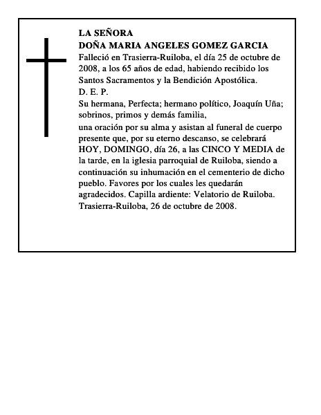 DOÑA MARIA ANGELES GOMEZ GARCIA