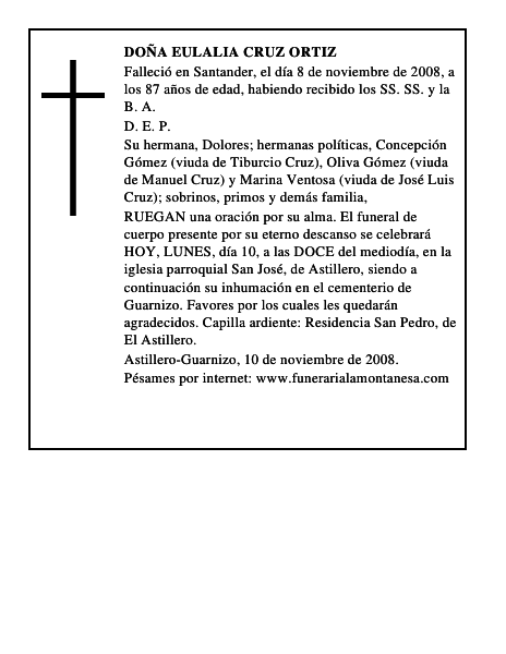 DOÑA EULALIA CRUZ ORTIZ
