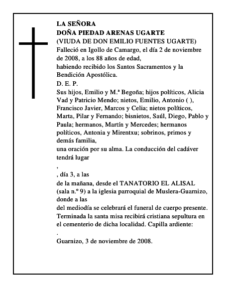 DOÑA PIEDAD ARENAS UGARTE