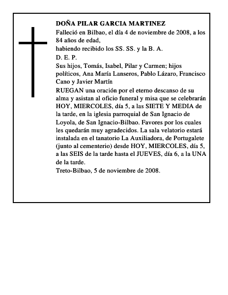 DOÑA PILAR GARCIA MARTINEZ