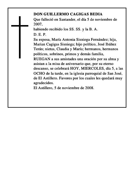 DON GUILLERMO CAGIGAS BEDIA