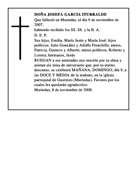 DOÑA JOSEFA GARCIA ITURRALDE