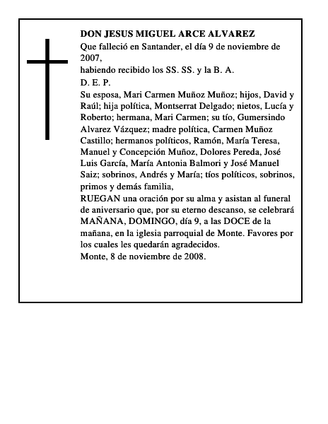 DON JESUS MIGUEL ARCE ALVAREZ