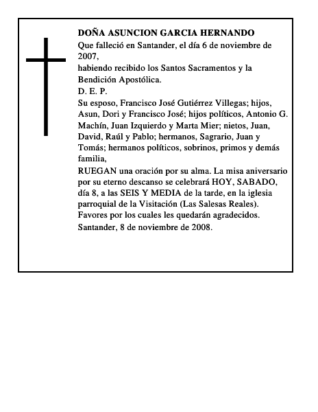 DOÑA ASUNCION GARCIA HERNANDO