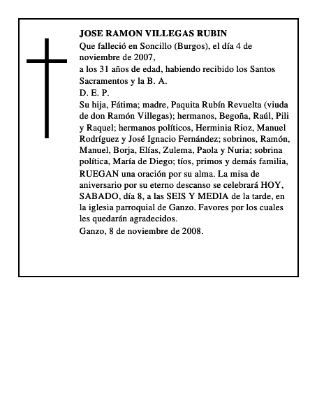 JOSE RAMON VILLEGAS RUBIN