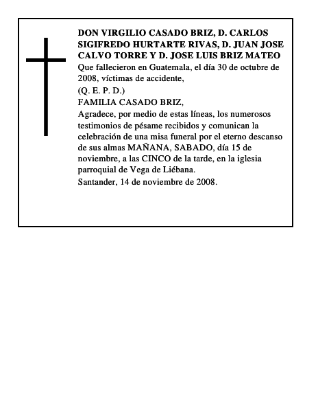 DON VIRGILIO CASADO BRIZ, D. CARLOS SIGIFREDO HURTARTE RIVAS, D. JUAN JOSE CALVO TORRE Y D. JO