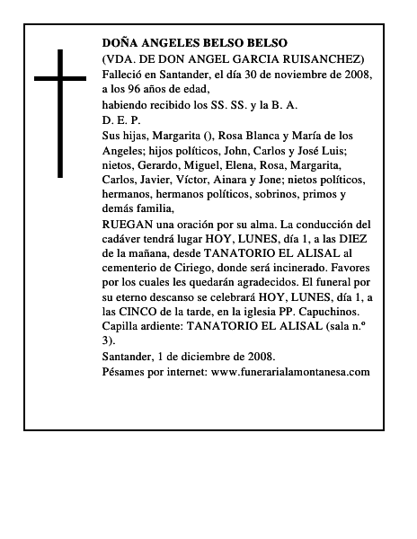 DOÑA ANGELES BELSO BELSO