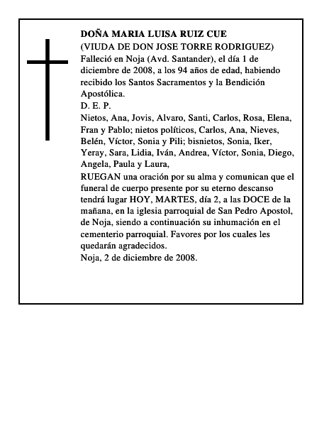 DOÑA MARIA LUISA RUIZ CUE
