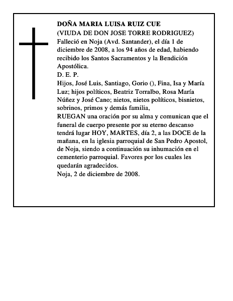 DOÑA MARIA LUISA RUIZ CUE