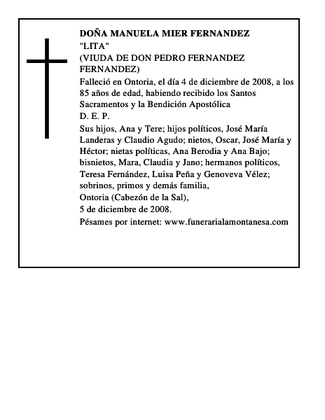 DOÑA MANUELA MIER FERNANDEZ