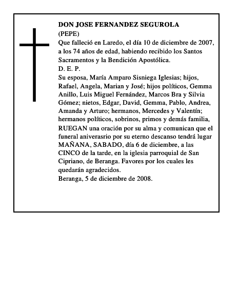 DON JOSE FERNANDEZ SEGUROLA