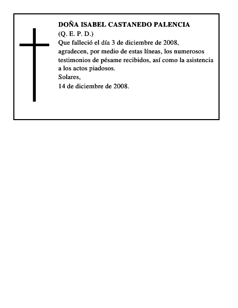 DOÑA ISABEL CASTANEDO PALENCIA