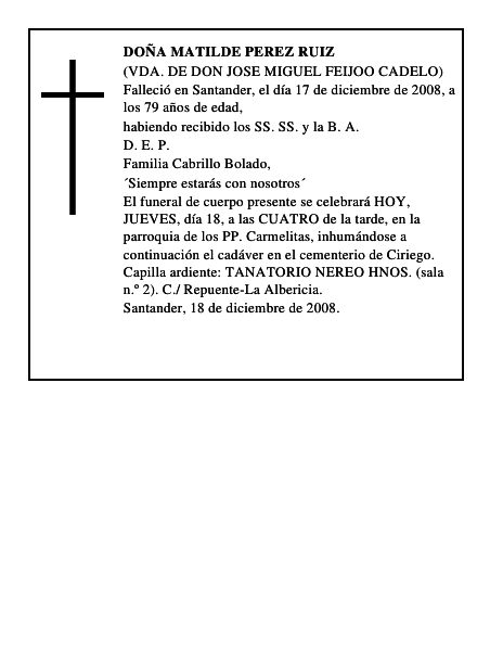 DOÑA MATILDE PEREZ RUIZ