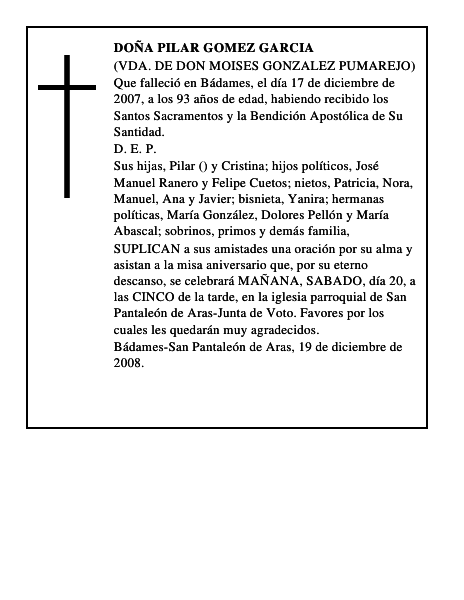 DOÑA PILAR GOMEZ GARCIA