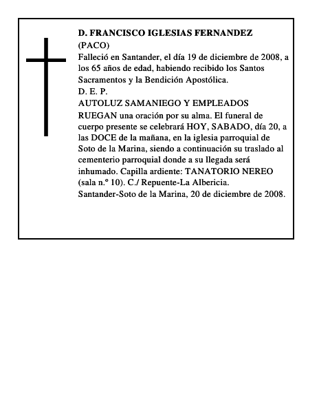 D. FRANCISCO IGLESIAS FERNANDEZ