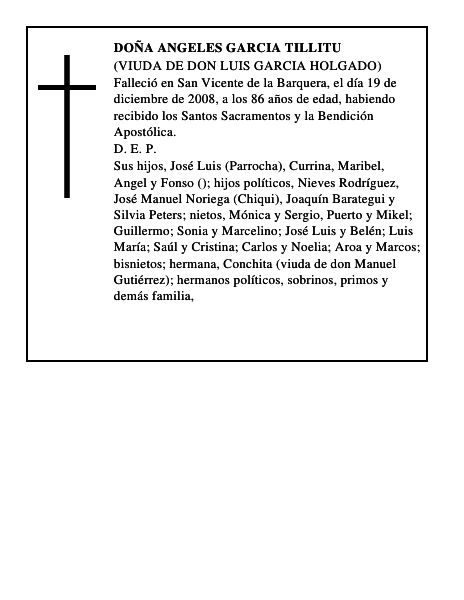 DOÑA ANGELES GARCIA TILLITU