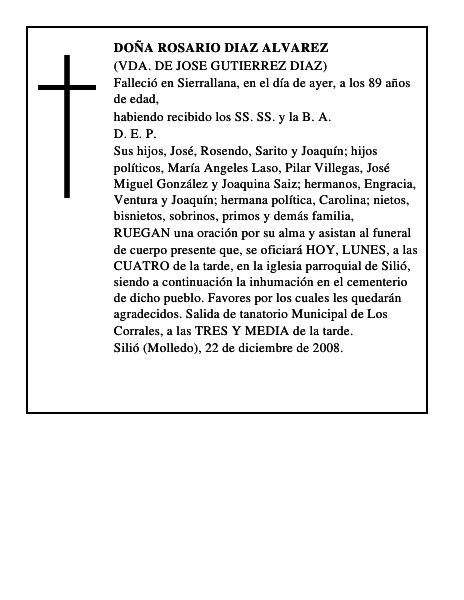 DOÑA ROSARIO DIAZ ALVAREZ