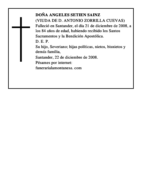 DOÑA ANGELES SETIEN SAINZ