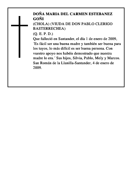 DOÑA MARIA DEL CARMEN ESTEBANEZ GOÑI