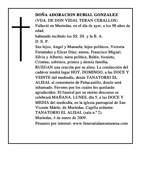 DOÑA ADORACION RUBIAL GONZALEZ
