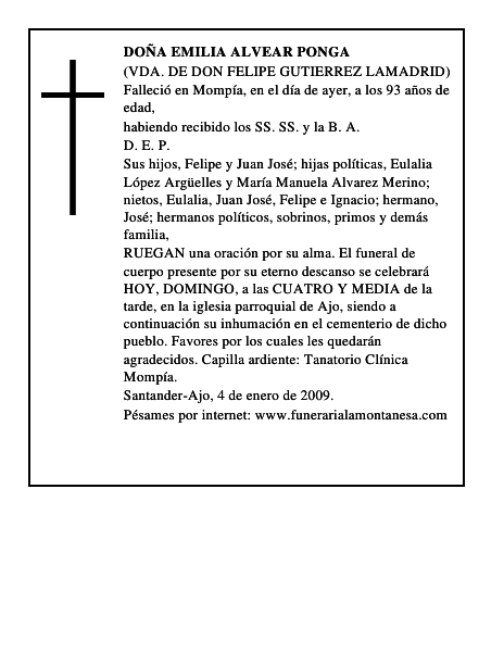DOÑA EMILIA ALVEAR PONGA