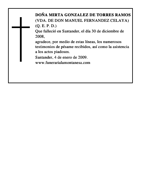 DOÑA MIRTA GONZALEZ DE TORRES RAMOS
