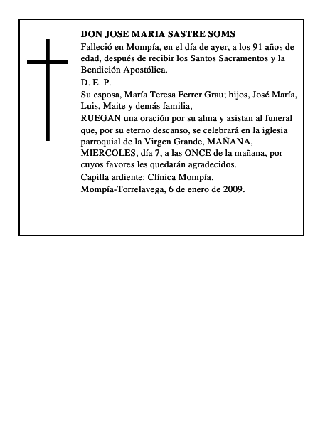DON JOSE MARIA SASTRE SOMS