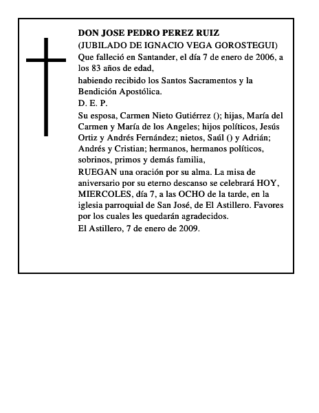 DON JOSE PEDRO PEREZ RUIZ