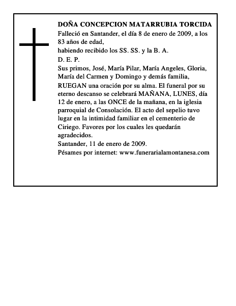 DOÑA CONCEPCION MATARRUBIA TORCIDA