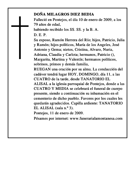 DOÑA MILAGROS DIEZ BEDIA