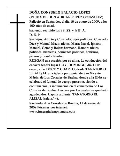 DOÑA CONSUELO PALACIO LOPEZ