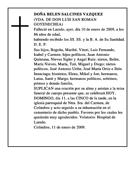 DOÑA BELEN SALCINES VAZQUEZ