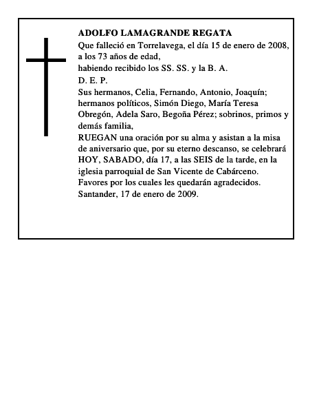 ADOLFO LAMAGRANDE REGATA