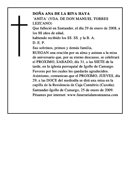 DOÑA ANA DE LA RIVA HAYA